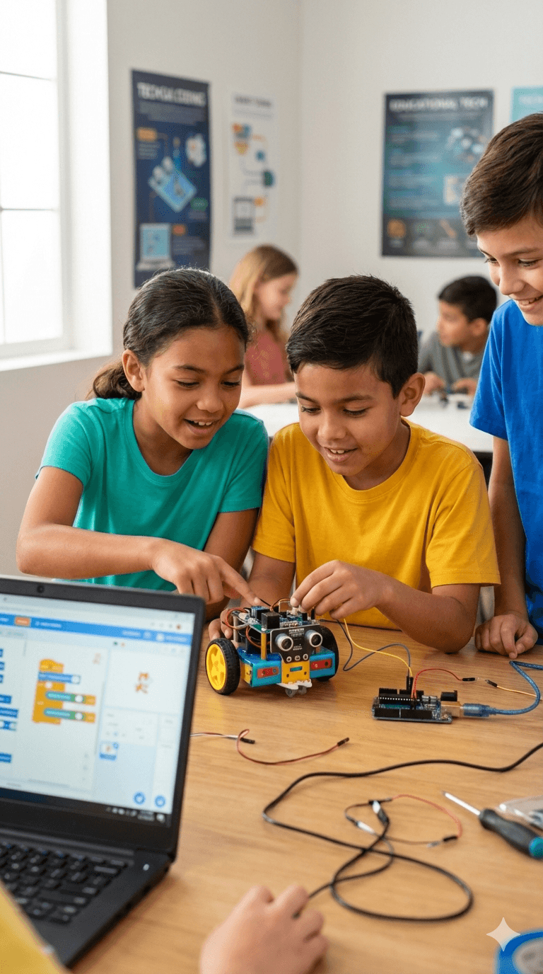 Estudiantes de Coders Academy aprendiendo programación y robótica